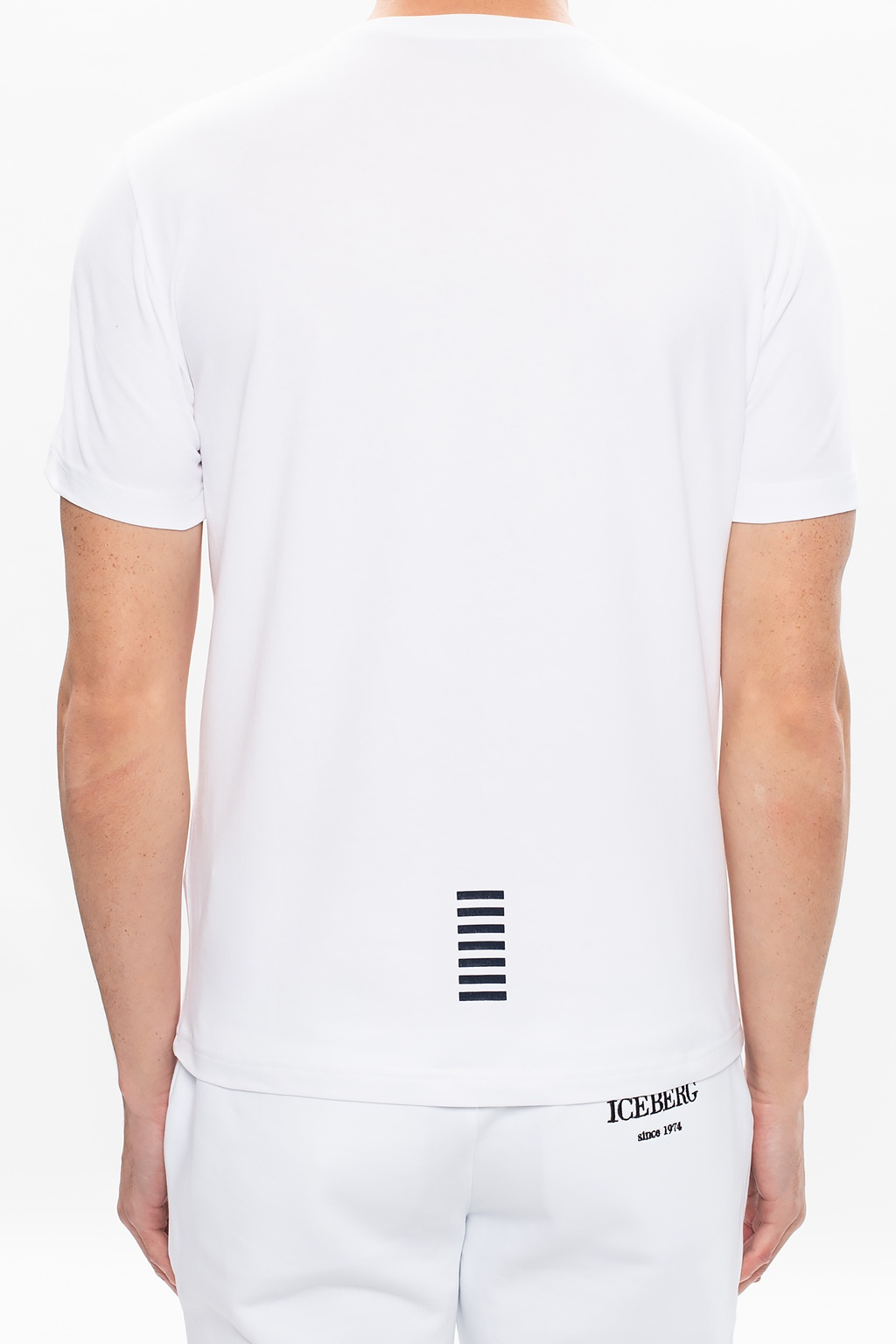 Emporio Armani Kids logo-print collar shirt Camiseta con logo en lateral en blanco Logo Series de Armani